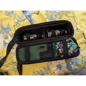 picnic time wine tote green euc single bottle